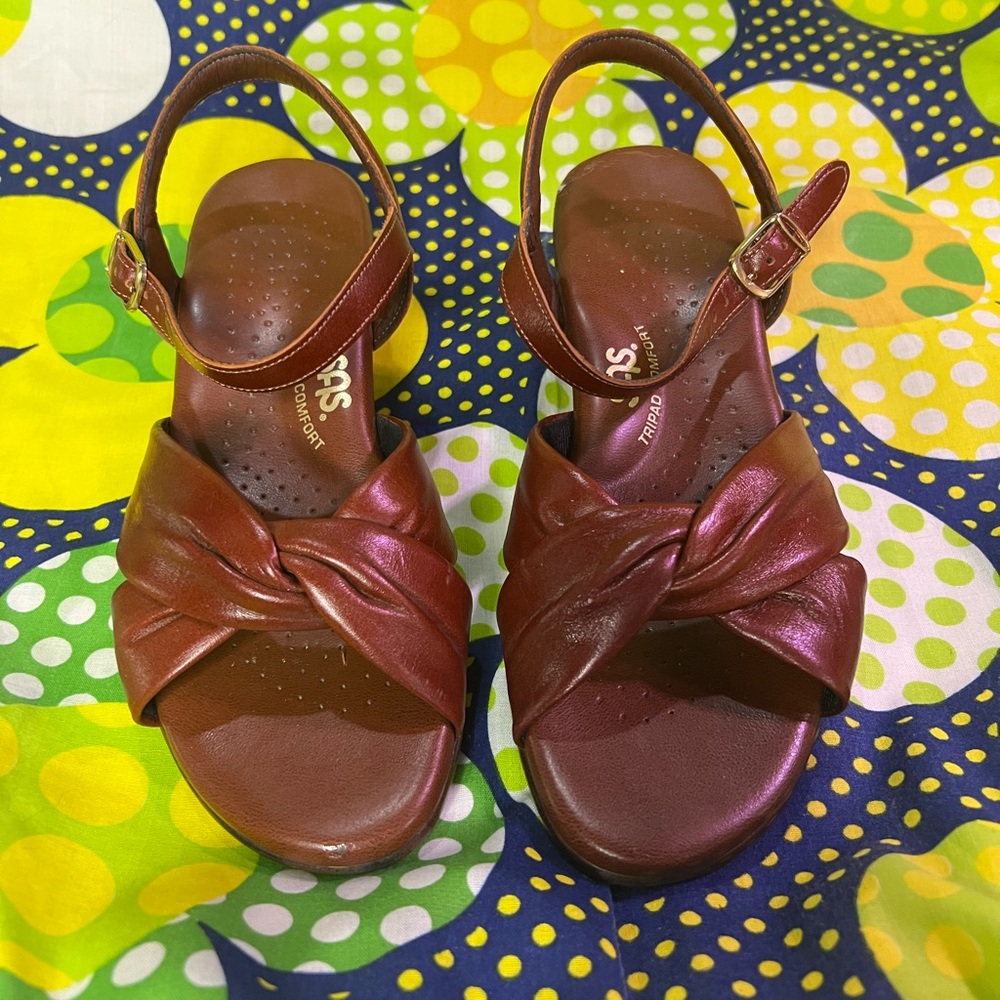 SAS Twist Again Ginger Crunch Comfort Leather Sandals Size 7 M